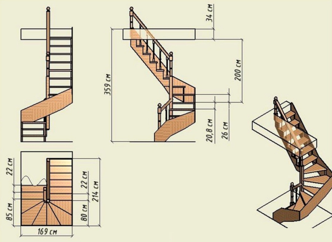 Projekt schodów z poręczami