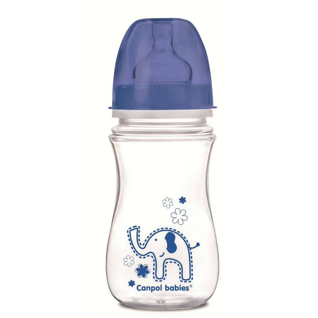 Fľaša Canpol EasyStart Animals antikolika, PP, 3+, 240 ml, 35/206, modrá