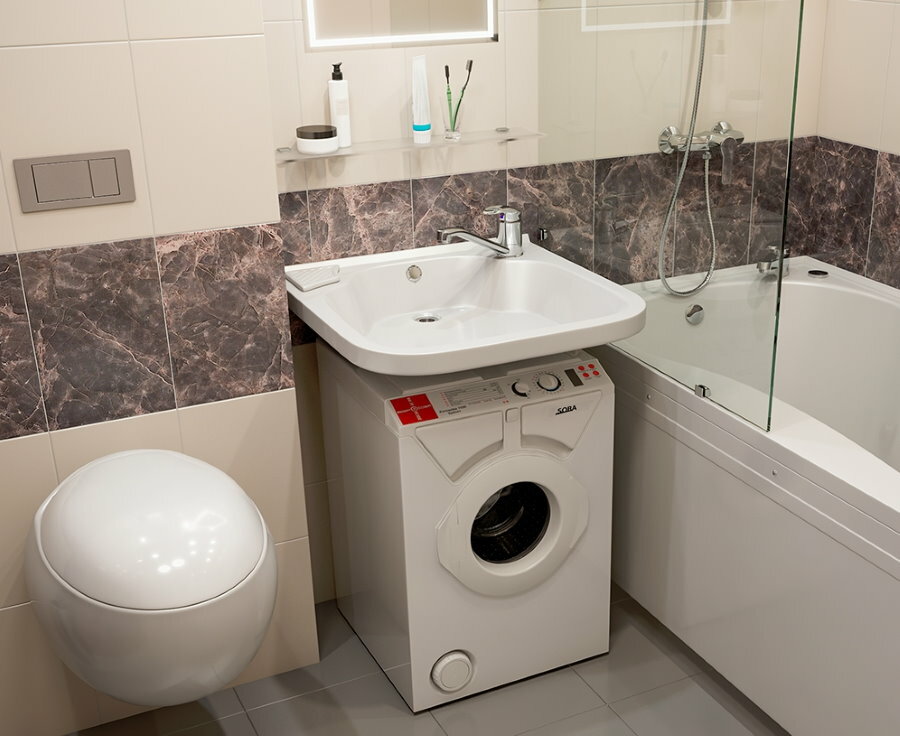 Mjesto za perilicu rublja ispod umivaonika u kupaonici
