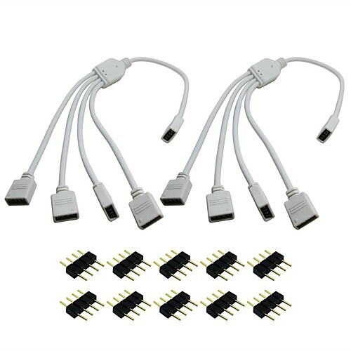 KVB 2 pcs. / lot 1 to 4 ports female connector cable 4 pin splitter for LED lights color change get free 10pcs