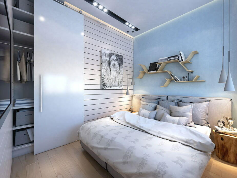 Armario armario en un dormitorio pequeño