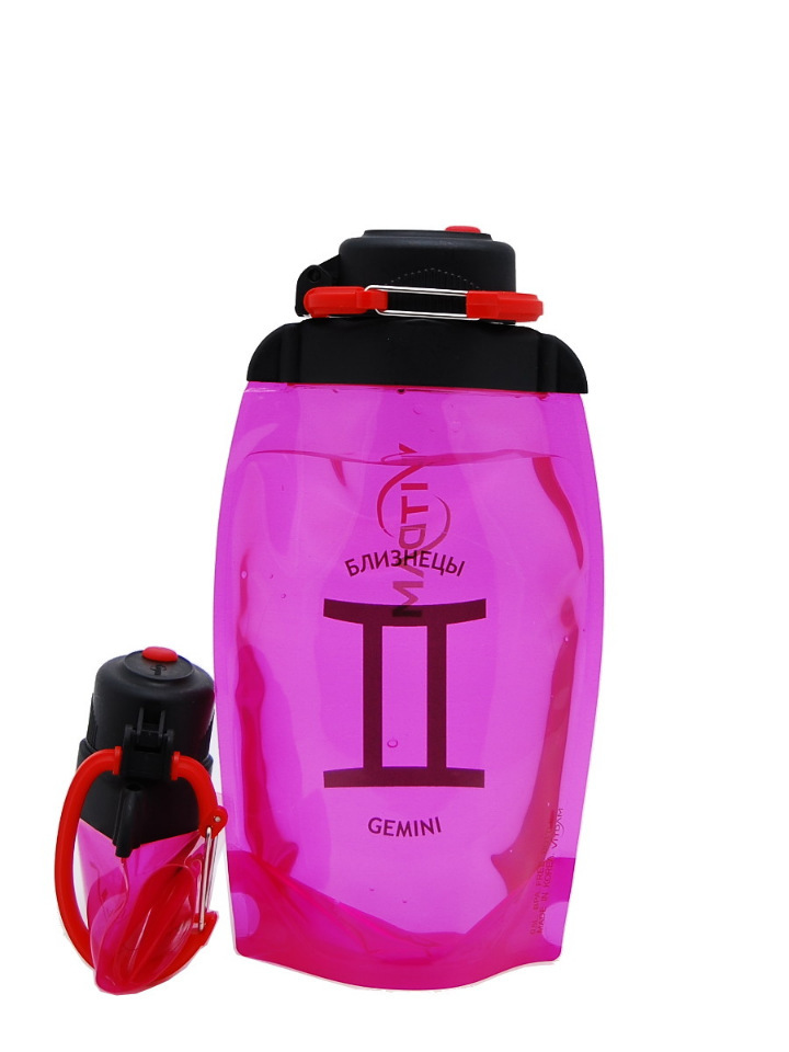 Faltbare Öko-Flasche Vitdam, pink, 500 ml, Gemini / Gemini