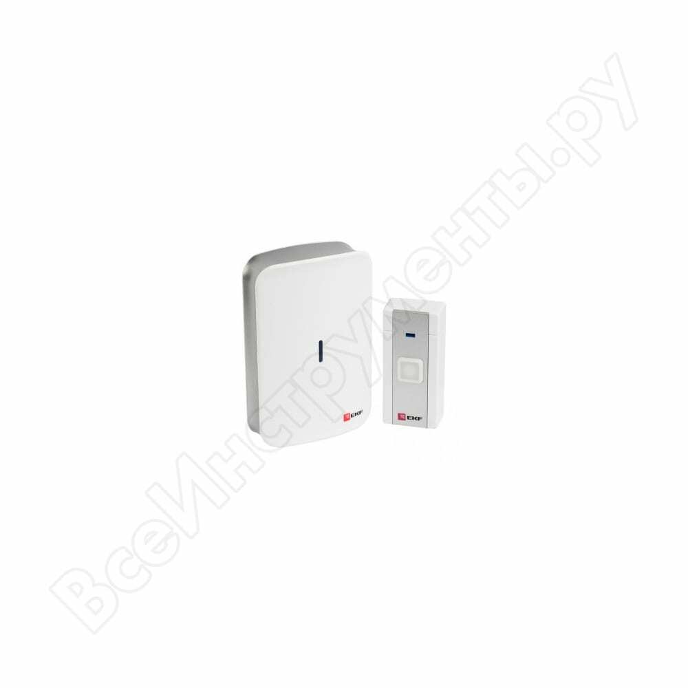 Wireless bell on batteries ekf white-gray with indication 2x1.5v aa distance 120m pr 434315