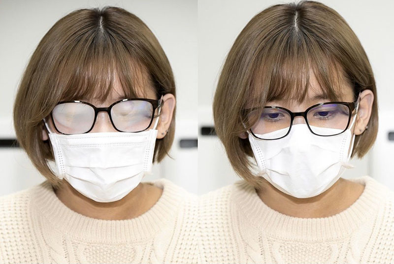 Correct position of glasses and mask