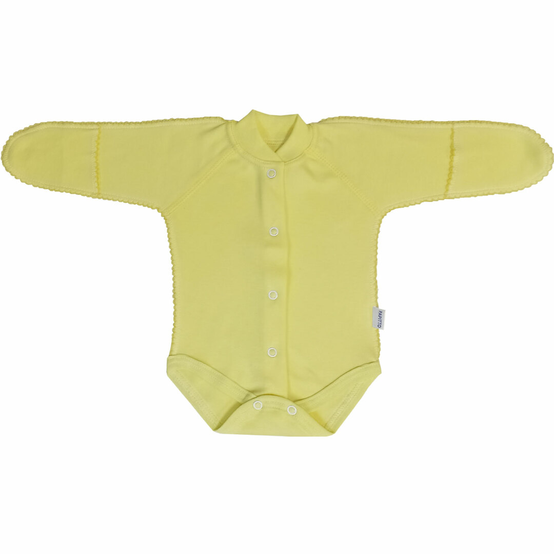 Papitto bodysuit gombokkal reteszelhető monofonikus sárga, 20-56-os méret I37-329n