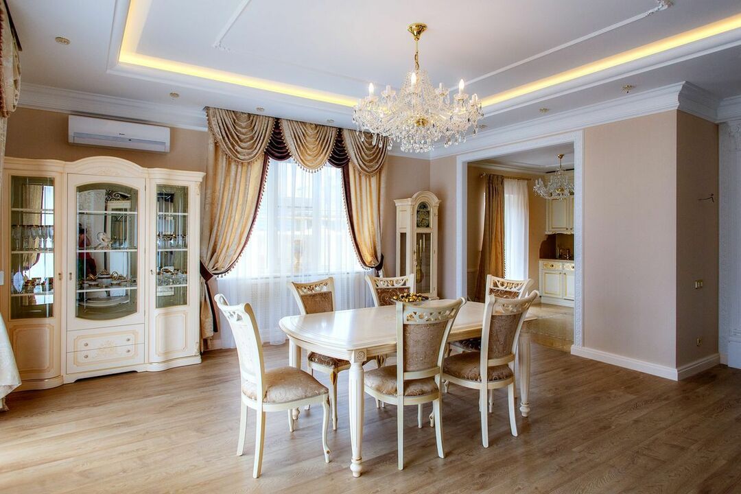Dining group in the classic-style living-dining room