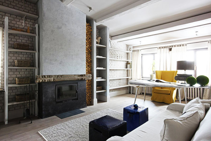 Los muebles estilo loft son un toque importante en el interior.