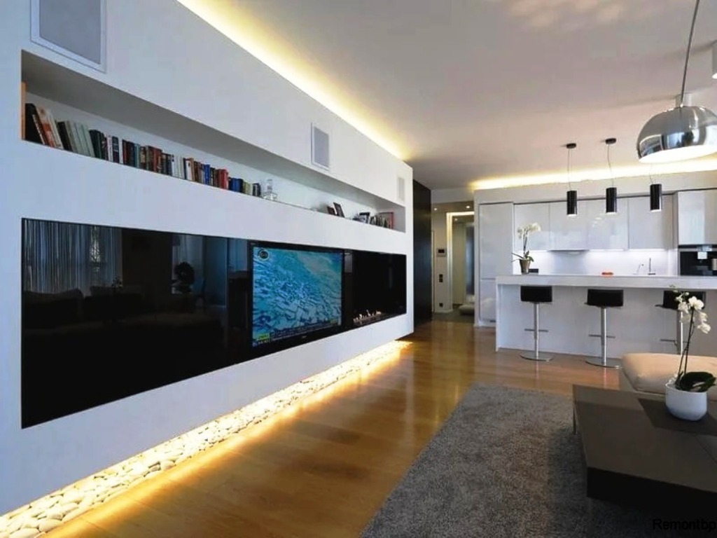 iluminación más baja de habitaciones en un apartamento