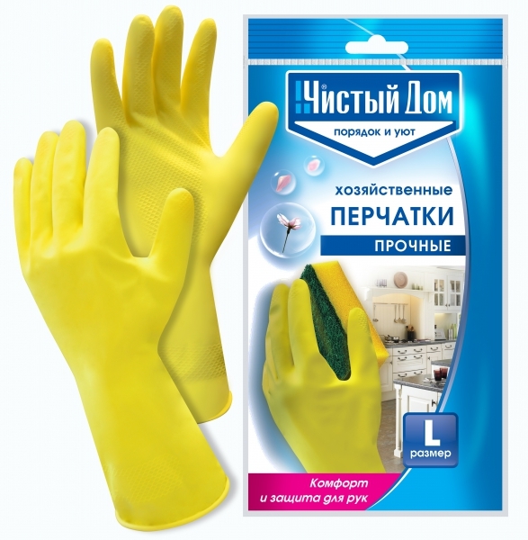 Latexové rukavice pre domácnosť L (Čistý dom)