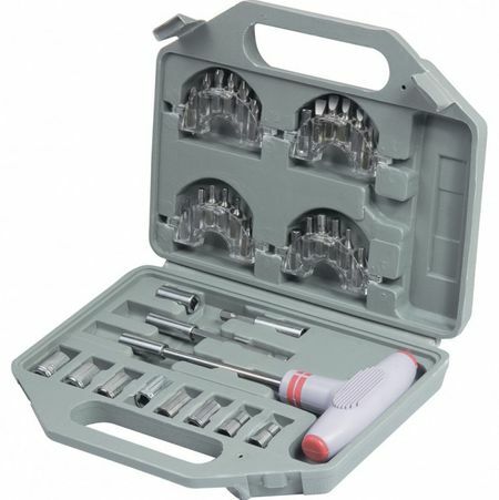 Screwdriver with T-shaped ergonomic handle and a set of bits, 36 pcs., CrV, in layer boxing MATRIX