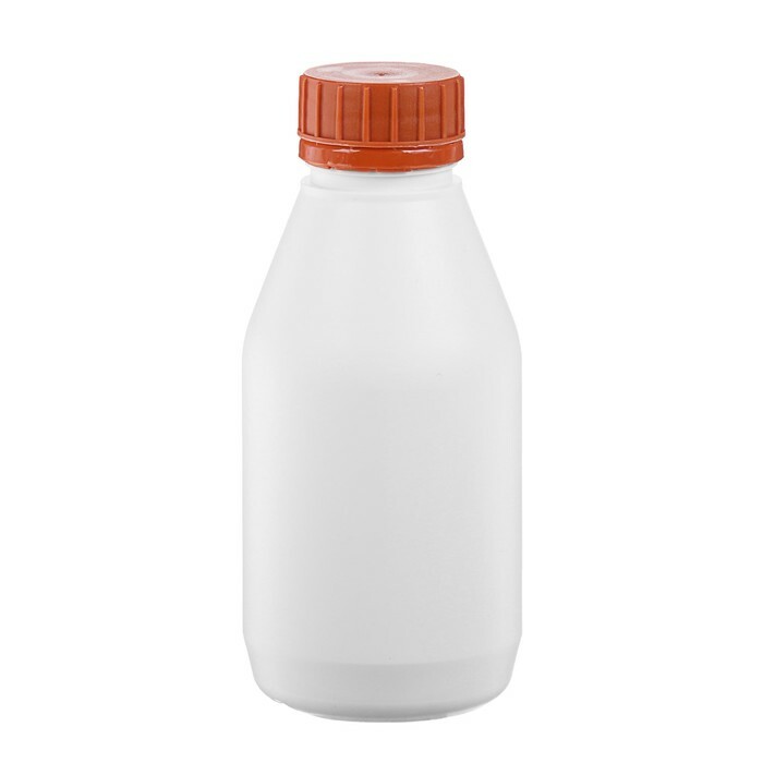 Flaske B-45 hvit med brun hette 1 stk 250 ml