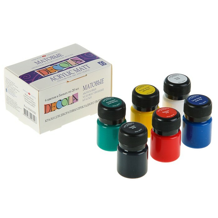 Set di colori acrilici Matt 6 colori x 20 ml ZHK Decola opaco 143411020