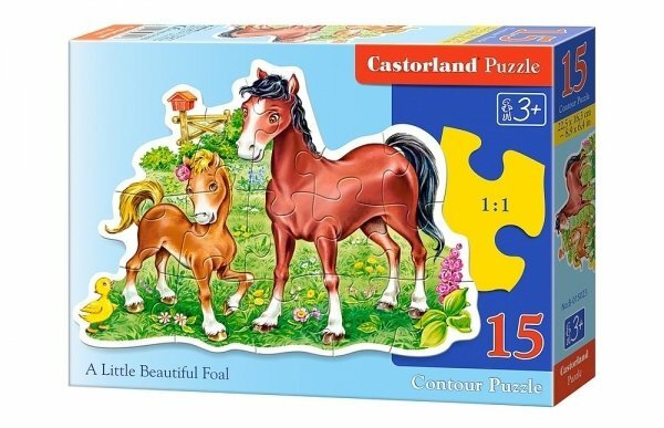 Puzzle Castor Land Foal 15 części Rozmiar obrazu po złożeniu: 23*16,5 cm.