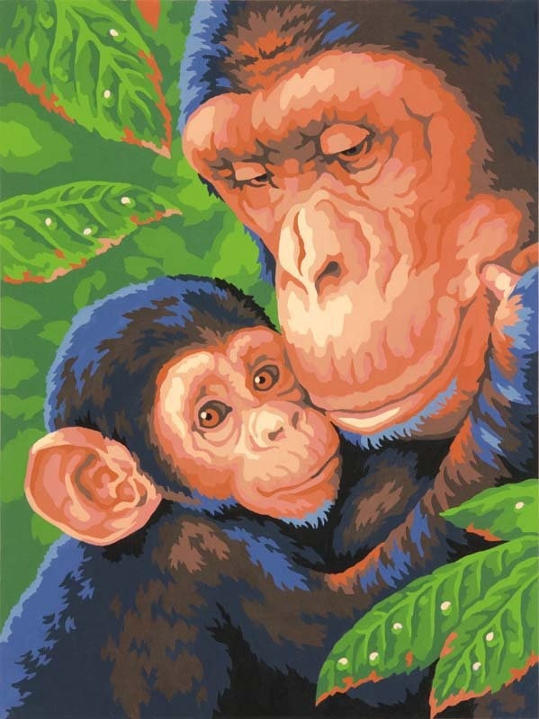 Zestaw do kolorowania Wymiary art. DMS-73-91470 Szympans z dzieckiem akryl 23x30,5 cm