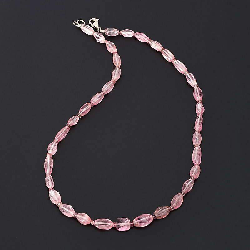 Pērles, turmalīna rozā (rubelīts) 45 cm (bij. sakausējums)