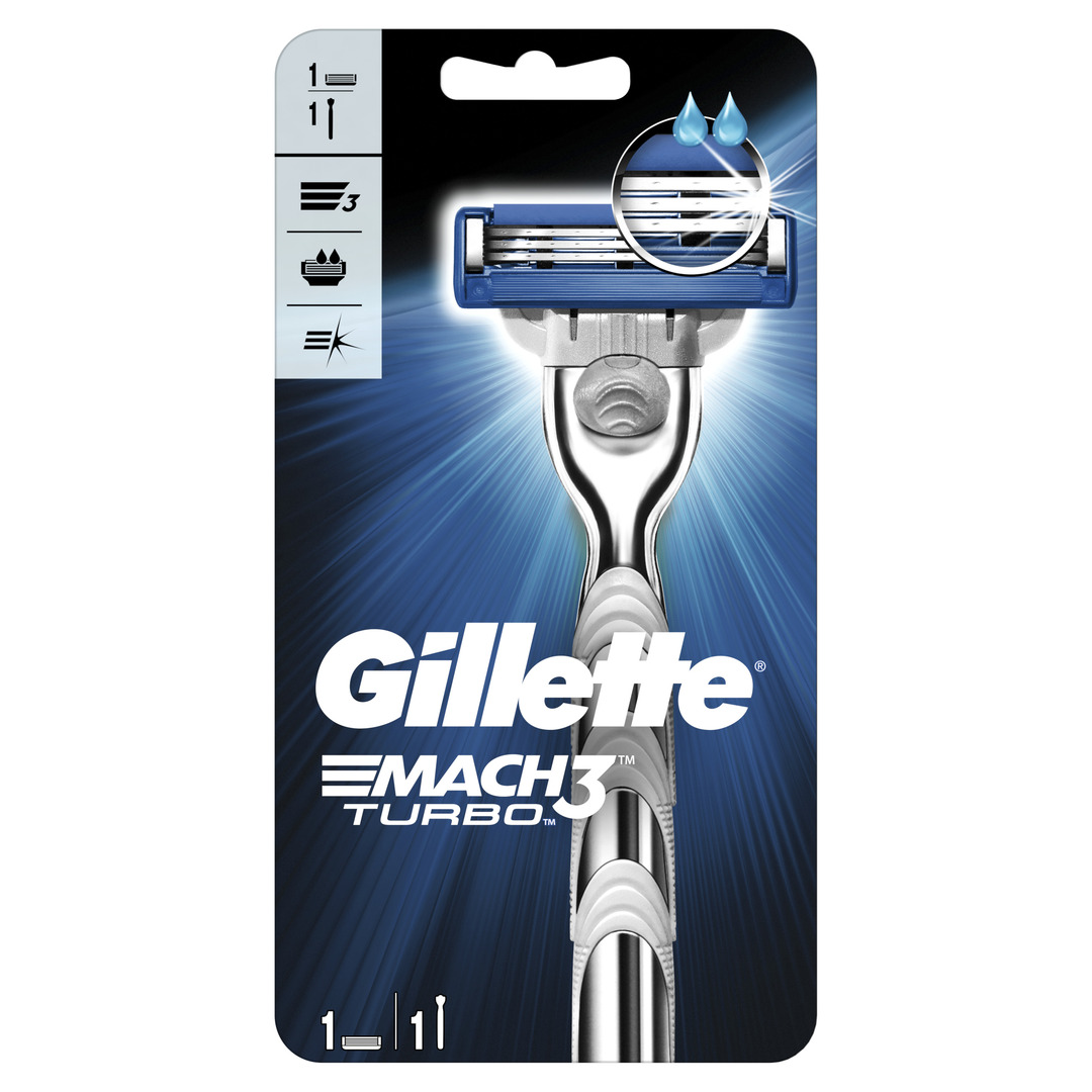 Gillette Mach3 Turbo barbermaskine til mænd med 1 udskiftningskassette