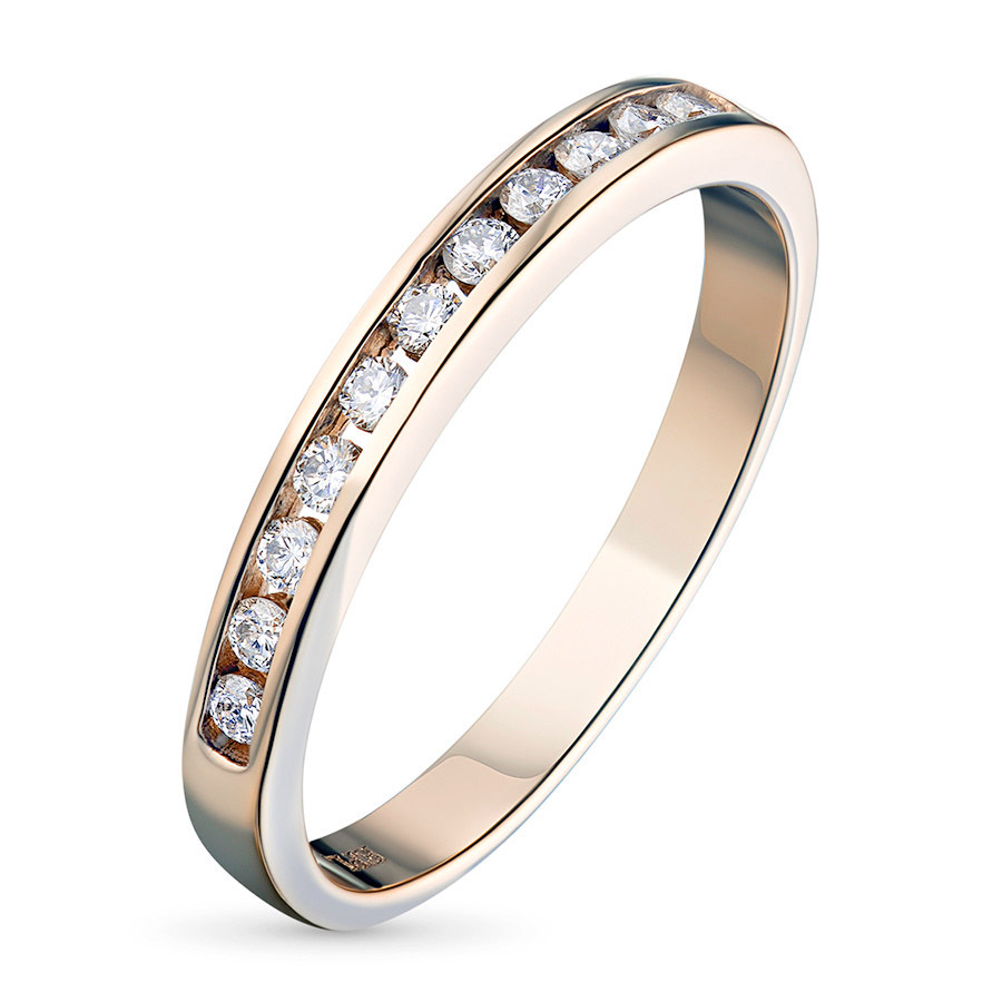 Ring laget av rødt gull med diamanter e02k041519