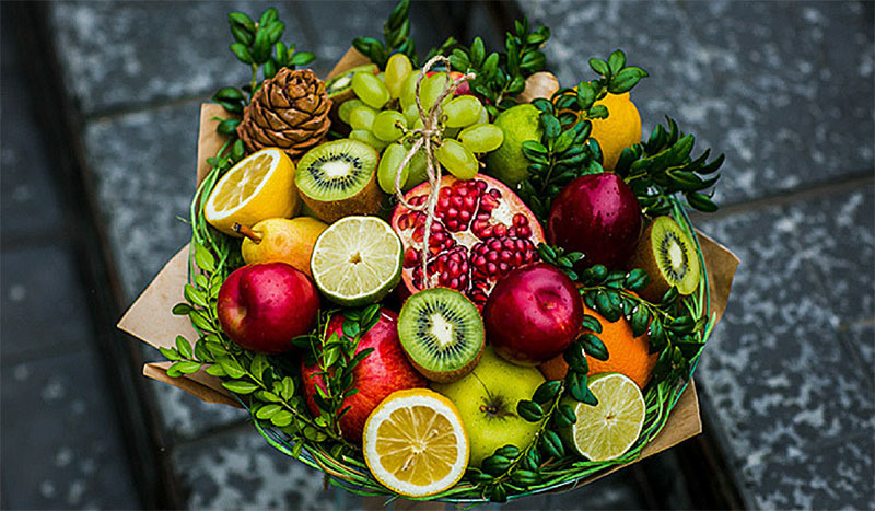 Her er en DIY nytårsbuket med frugt