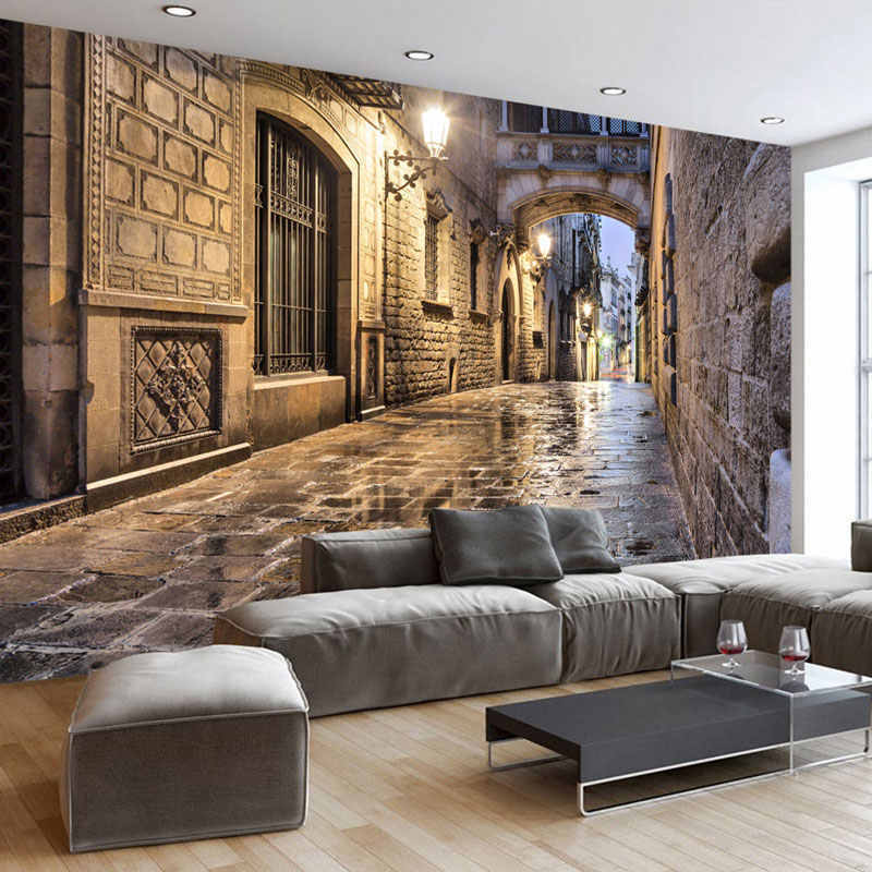 Papel de parede estiloso com uma perspectiva na sala de estar