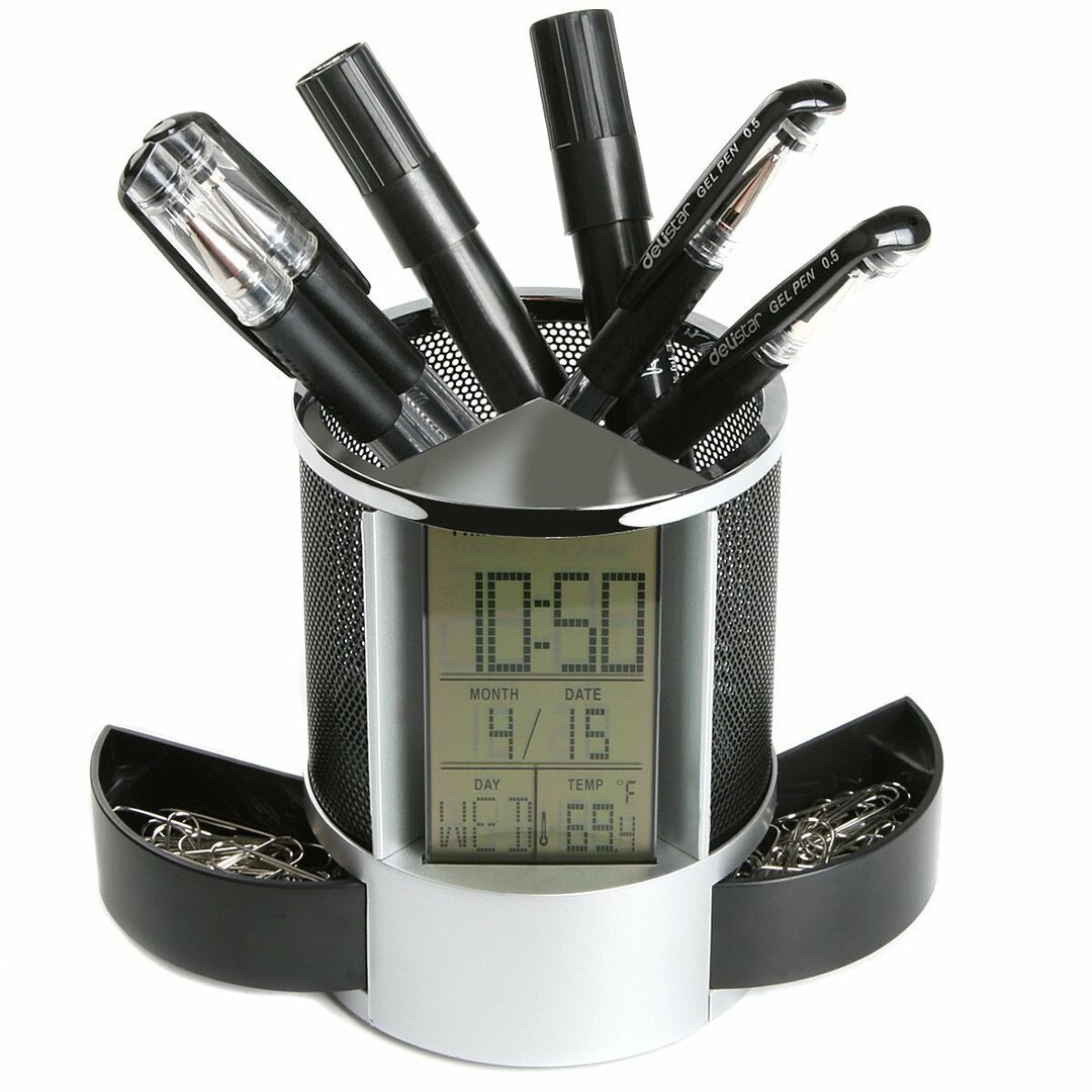 שעון מעורר שולחן שעון רשת ידית עיפרון לוח שנה טמפרטורה טיימר