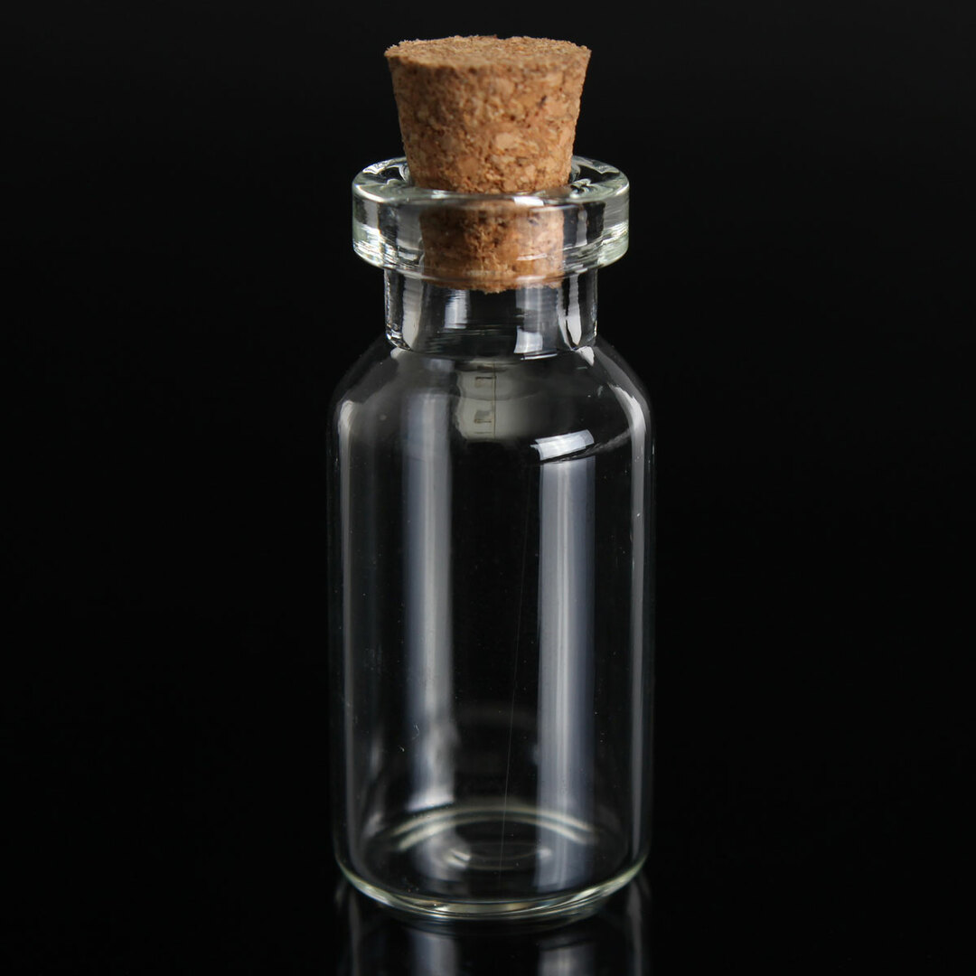 Ml stikla pudele, mazi, mazi, tukši caurspīdīgi flakoni ar aizbāzni 16x35 mm