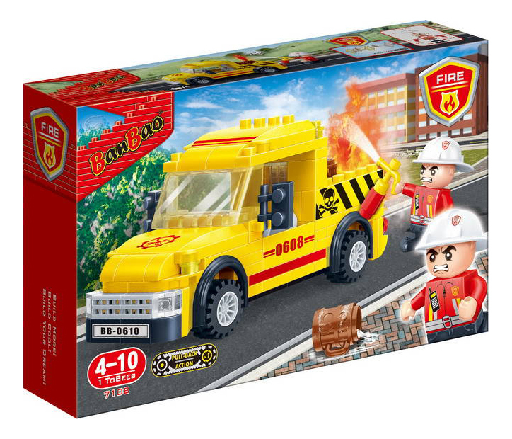Conjunto de construção caminhão de bombeiros BanBao de plástico, 105 peças