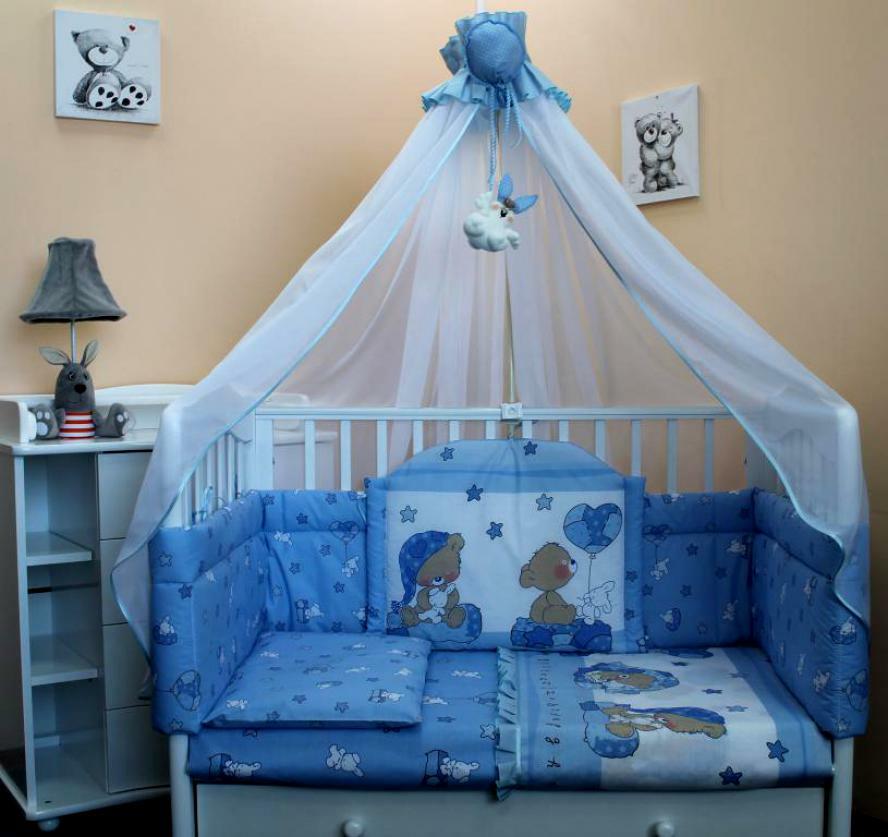 מיטת תינוק עם חופה תכלת