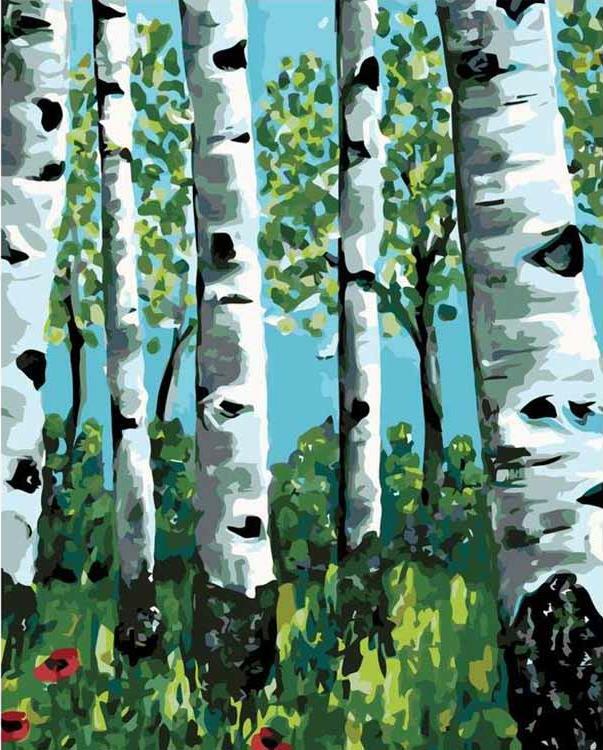 Paint by number " Birches"