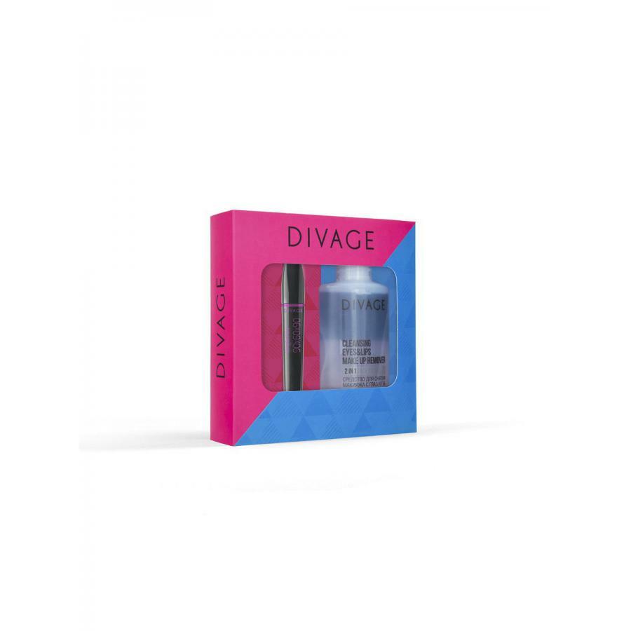 Divage set No. 63 (mascara 90x60x90 longlashes No. 7501 + for removing makeup from eyes and lips 2in1)
