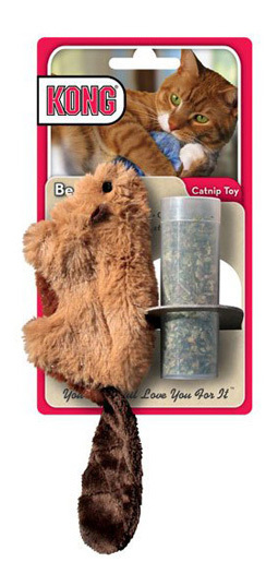 Juguete para gatos KONG Beaver, peluche con tubo de hierba gatera, 15 cm