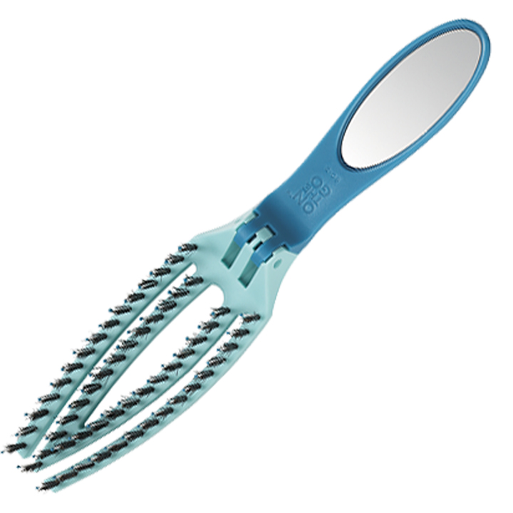 Cepillo plegable curvo soplado con peine de iones espejo cerda azul
