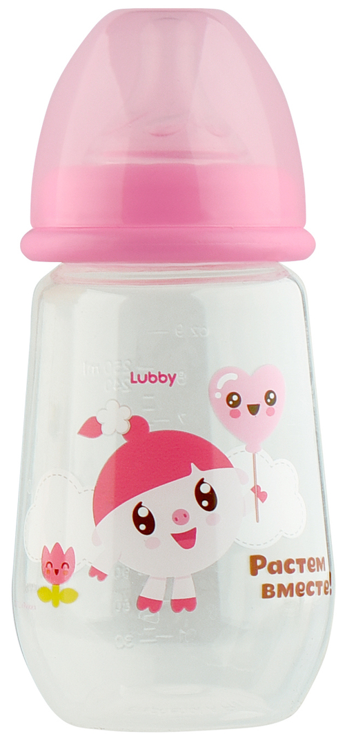 Steklenička za hranjenje LUBBY BabyRiki od 0 mesecev 250 ml roza