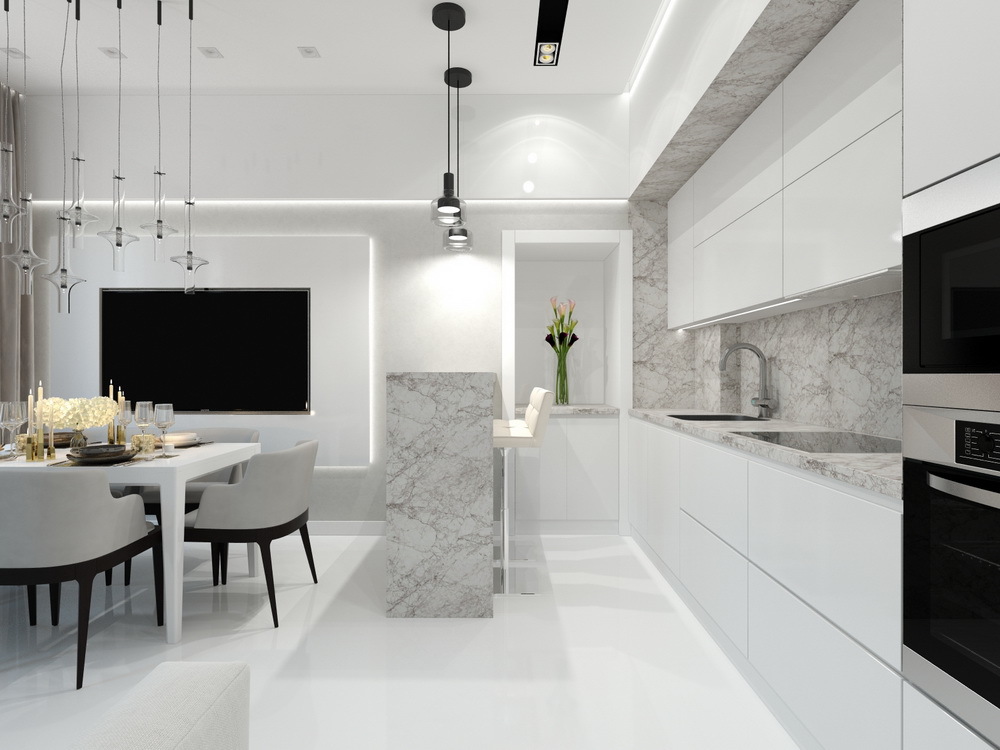 bílý kuchyňský interiér