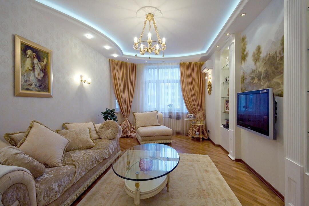 Dzīvojamās istabas aizkaru izvēle klasiskā stilā