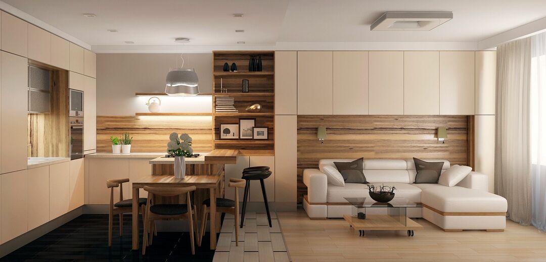 Spara utrymme är en av fördelarna med ett kök-vardagsrum