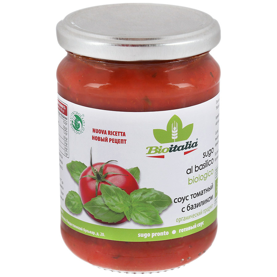 Bioitalia tomatensaus met basilicum 350g