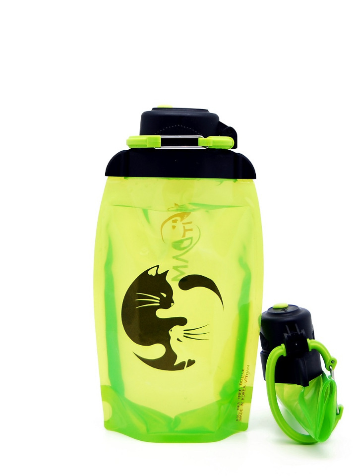 Botella ecológica plegable, amarillo-verde, volumen 500 ml (artículo B050YGS-208) con imagen