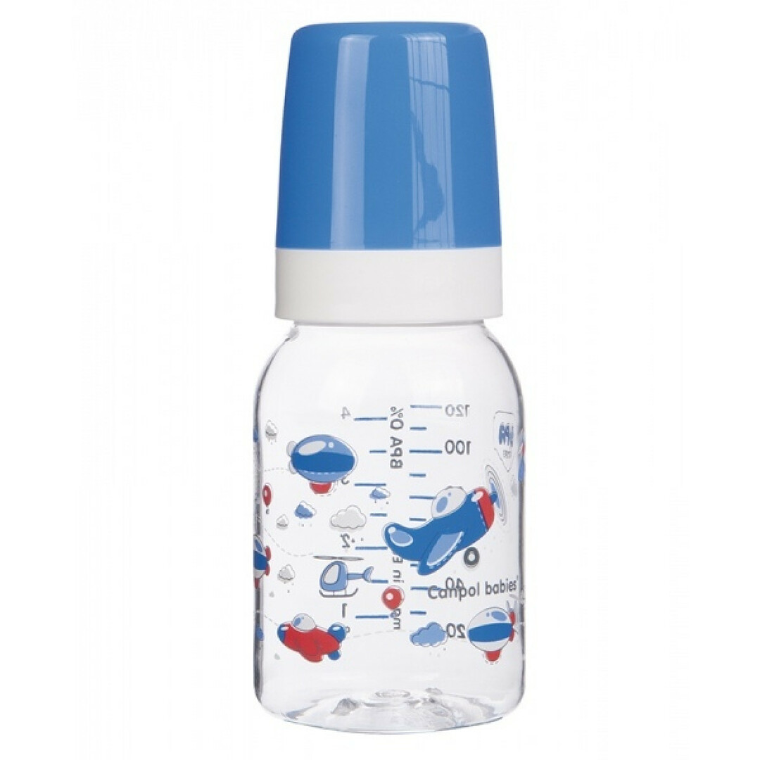 Canpol Machines Flasche, Tritan, mit Silikonsauger, 120 ml, 3+ Monate, 11/849, blau