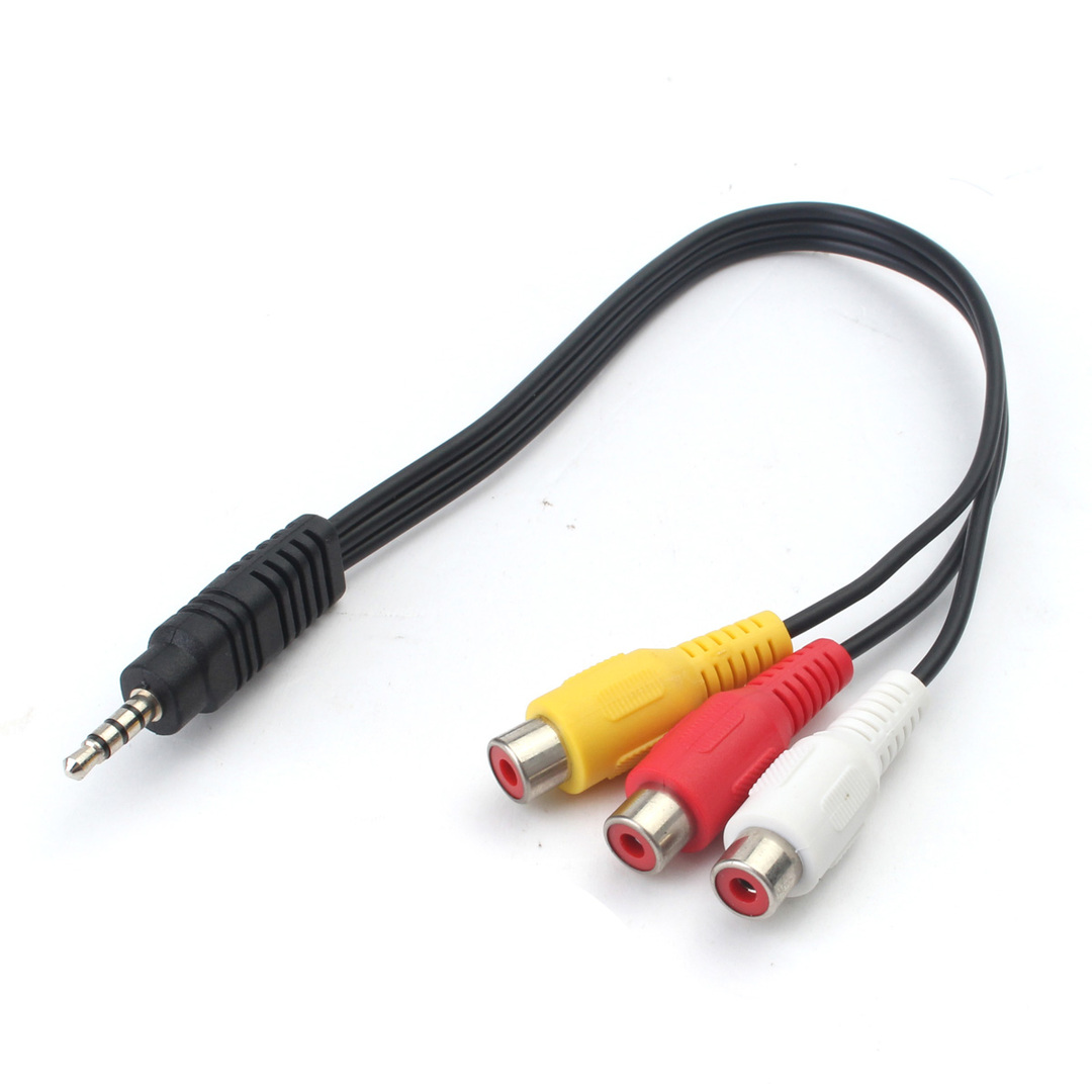 MM Mini AV Male naar 3 RCA Female Audio Video Kabel Stereo Jack Adapter Cord