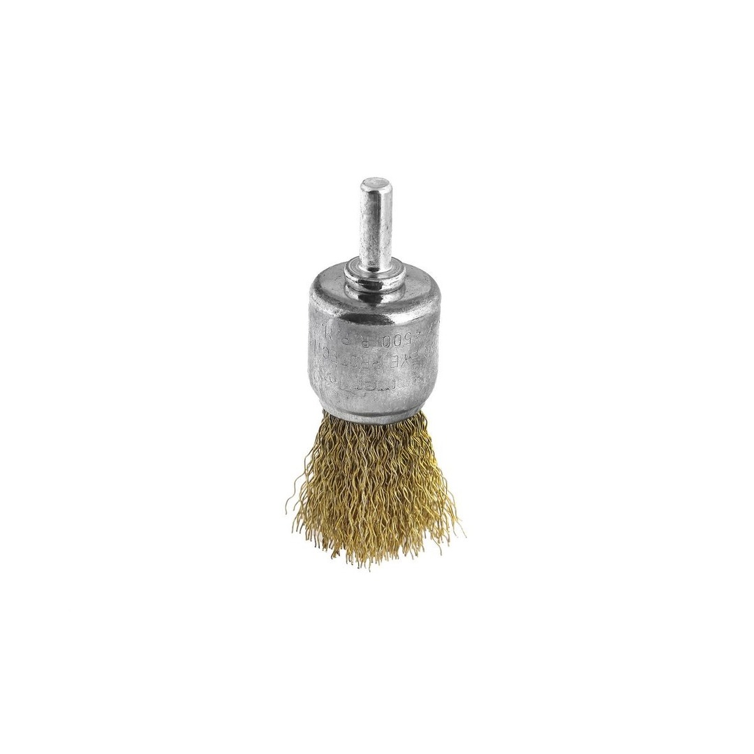 Drill brush cup 25mm d6 brass plated crimped wire, Hammer Flex 207-210