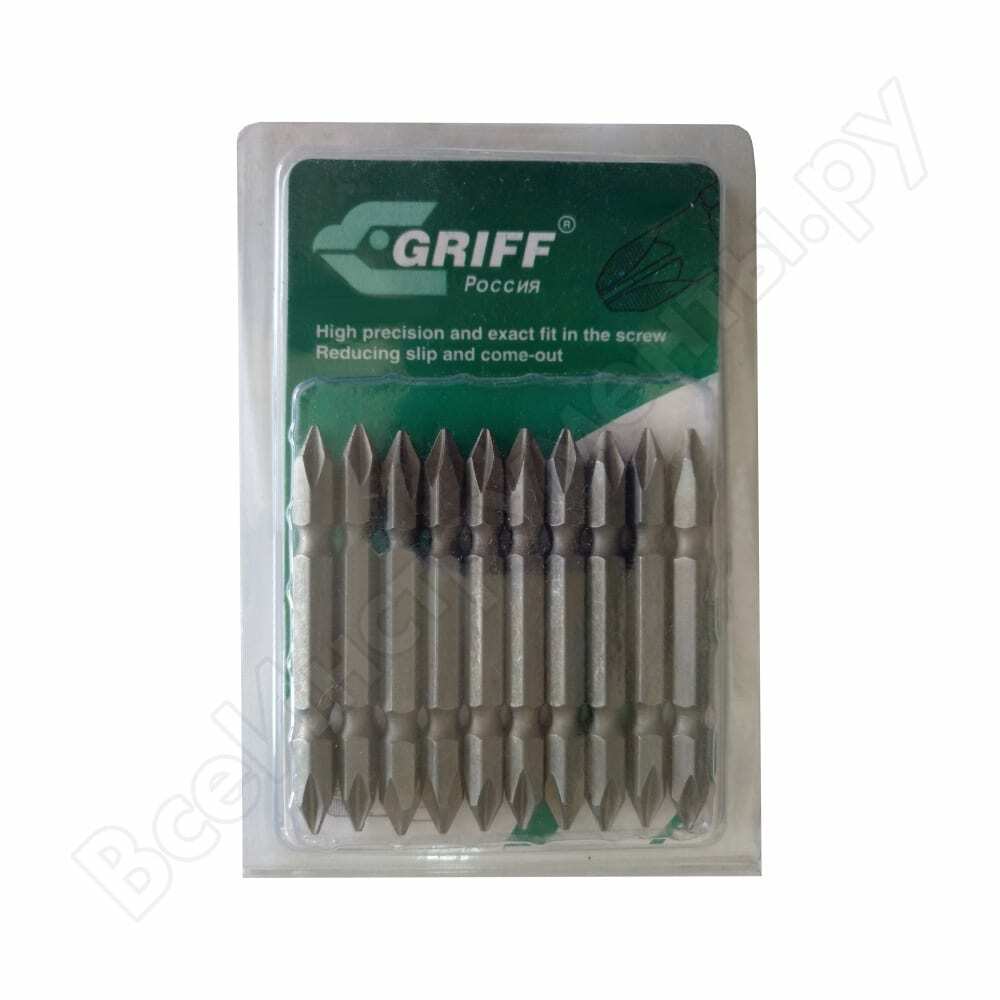 Screwdriver bits ph1 / ph1 double-sided, 1/4 hex, s2, 10 pcs. griff 030397