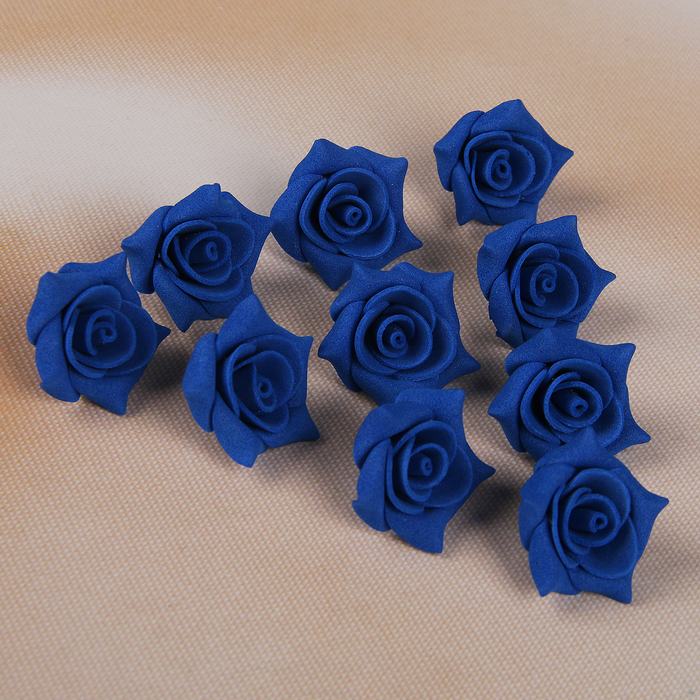 Bow-flower wedding from foamiran handmade small D-2 cm 10 pcs, color blue