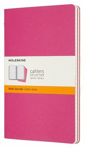 Moleskine anteckningsbok, Moleskine CAHIER JOURNAL Stor 130х210mm omslagskartong 80 sidor. linjal rosa neon (3st)