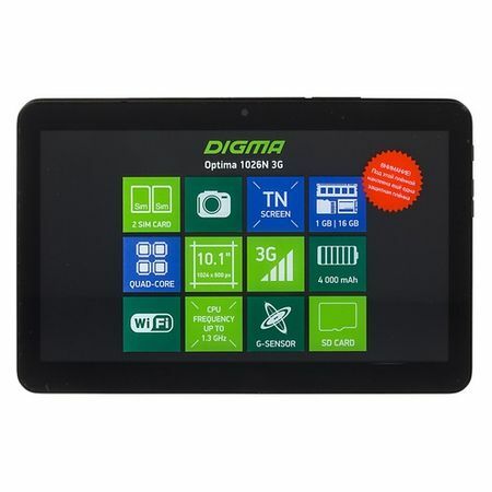Tablet DIGMA Optima 1026N 3G, 1GB, 16GB, 3G, Android 7.0 crna [tt1192pg]