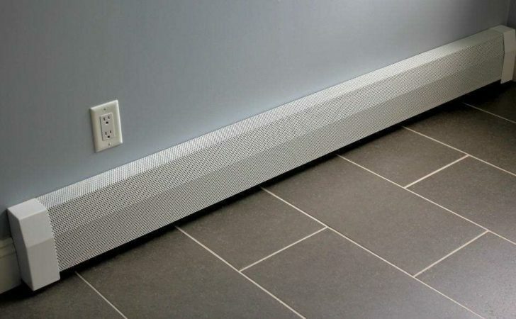 Skirting-type heater in the bathroom