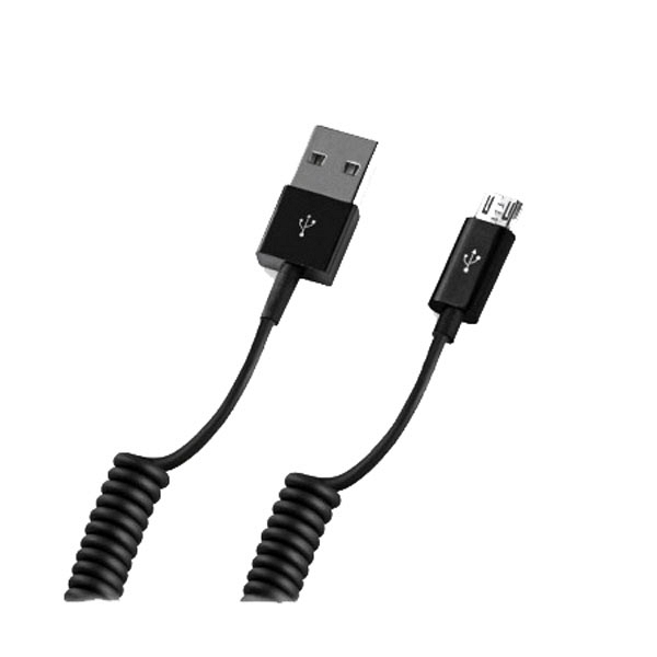 Deppa USB-microUSB-kabel, opgerold, 1,5 m zwart (72123)