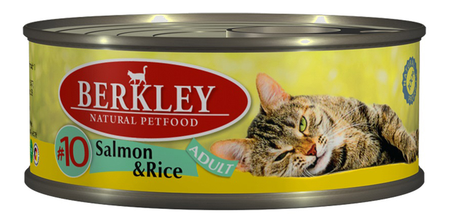 Konzerv macskáknak Berkley Adult Cat Menu, lazac, rizs, 100g