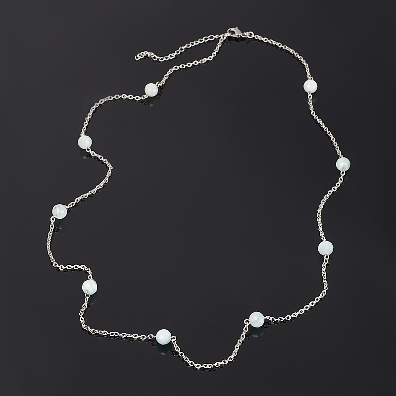 Beads aquamarine (chir. Steel) (chain) long cut 8 mm 75 cm (+4 cm)