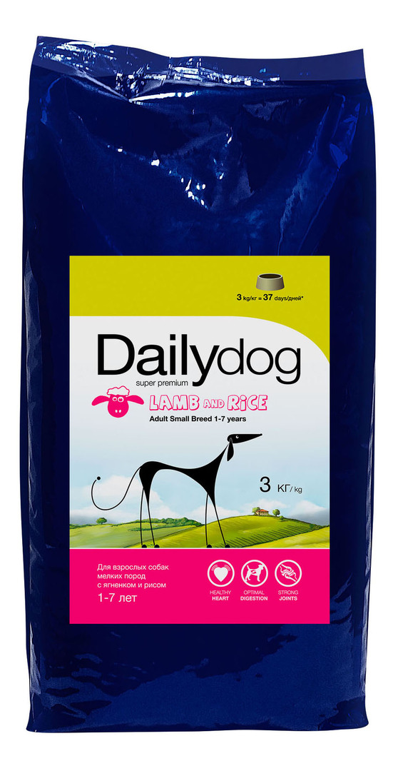 Száraz eledel kutyáknak Dailydog Adult Small Breed, kis fajtáknak, bárány és rizs, 3 kg