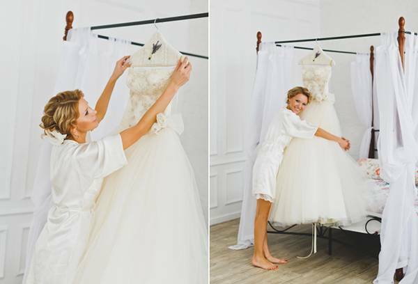 Come accarezzare correttamente l'abito da sposa e non rovinare il tessuto?